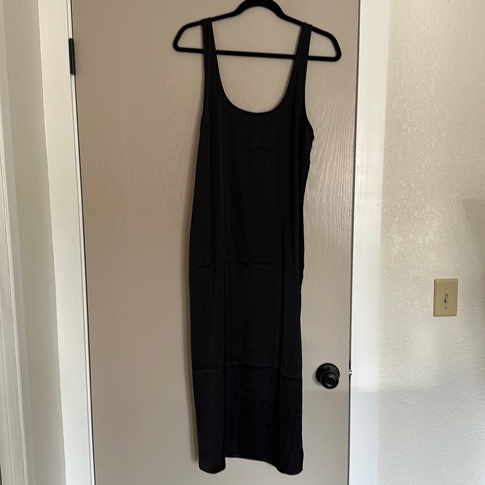 Black Abercrombie satin midi slip dress new with tags medium